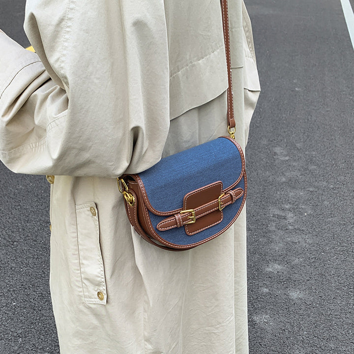 Damen Umhängetasche aus strapazierfähigem Denim mit Lederakzenten Nord Taschen
