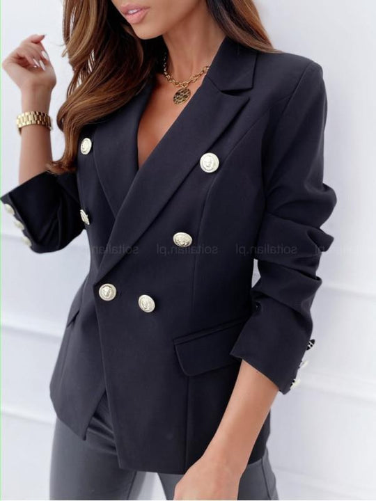 Damen Eleganter Blazer mit doppelter Knopfleiste und goldenen Details Nord Taschen
