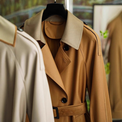 Damen Elegant geschnittene Trenchjacke mit Taillengürtel Nord Taschen