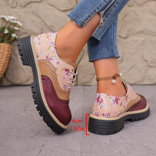 Damen nan florale Brogue-Schnürschuhe mit mehrlagigem Materialmix und profilierter Gummisohle Nord Taschen
