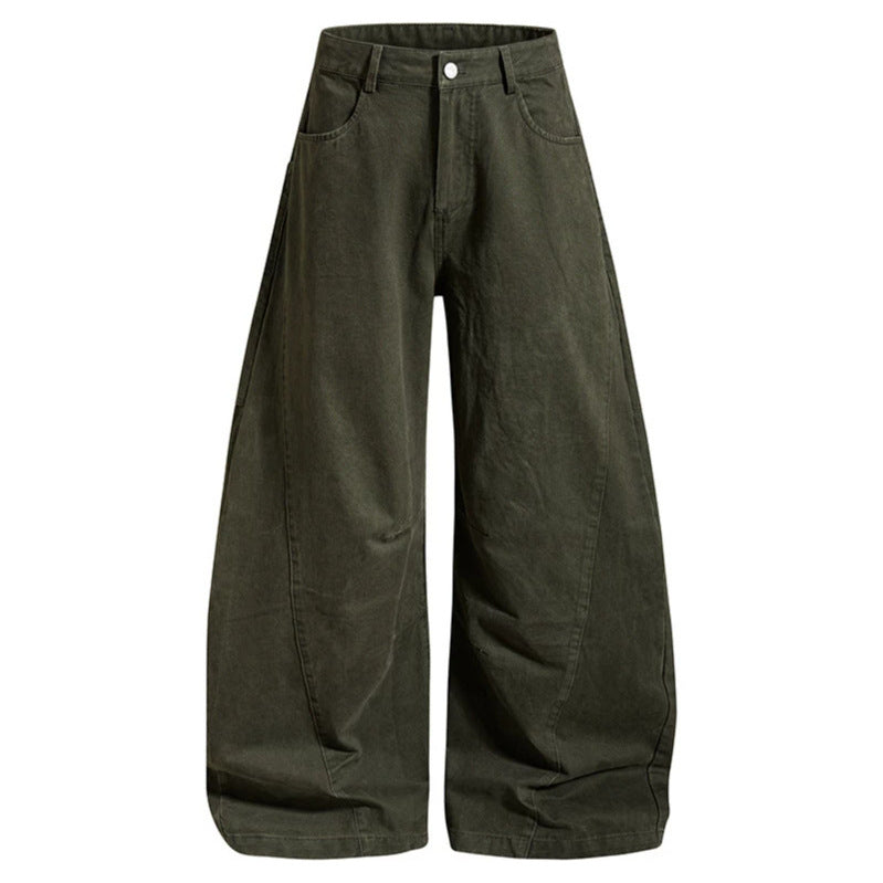 Damen Weite Denim-Palazzo-Hose mit Ballon-Saum und aufgesetzten Logotaschen Nord Taschen