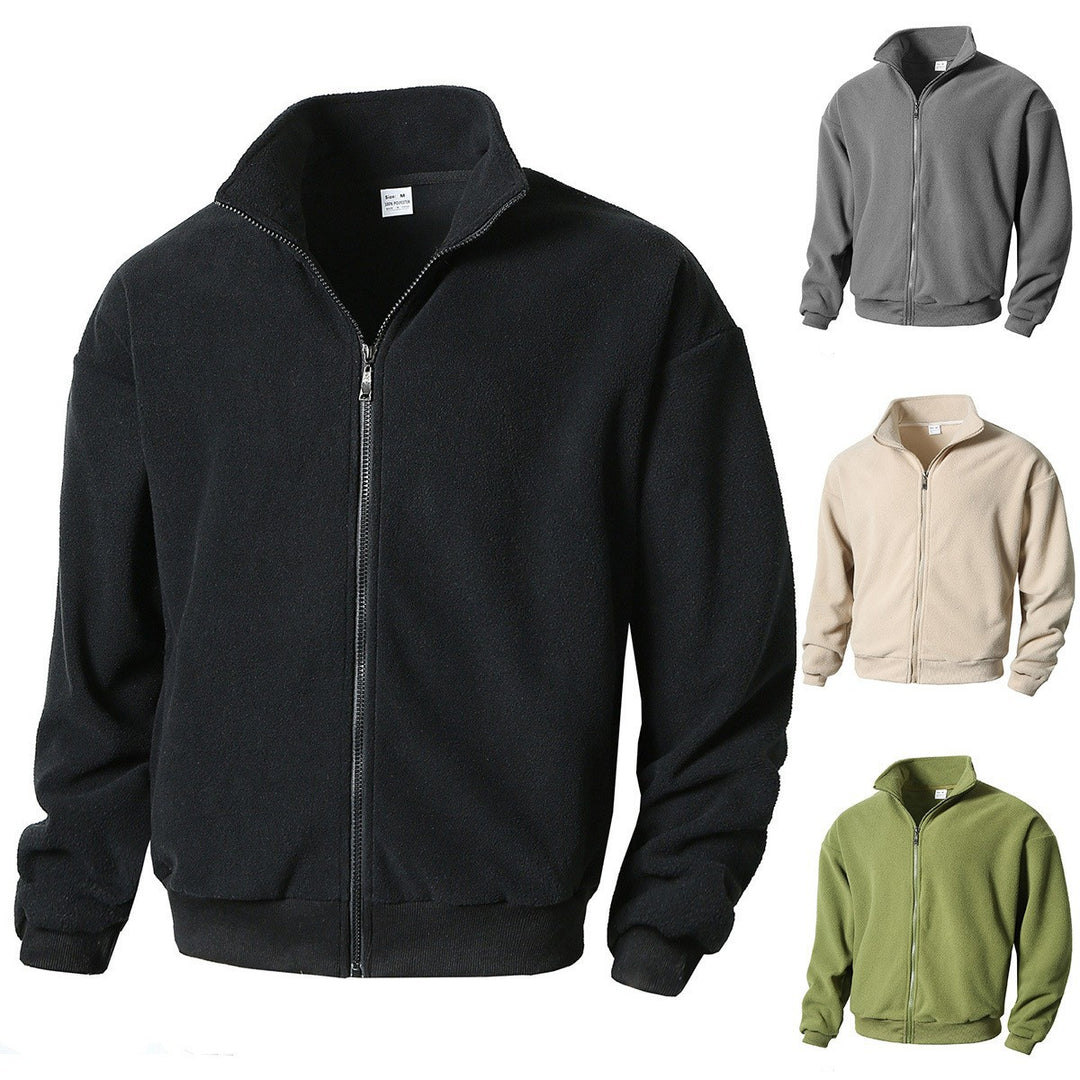Herren Zip-Fleecejacke mit Stehkragen, durchgehendem Reißverschluss und gerippten Bündchen Nord Taschen