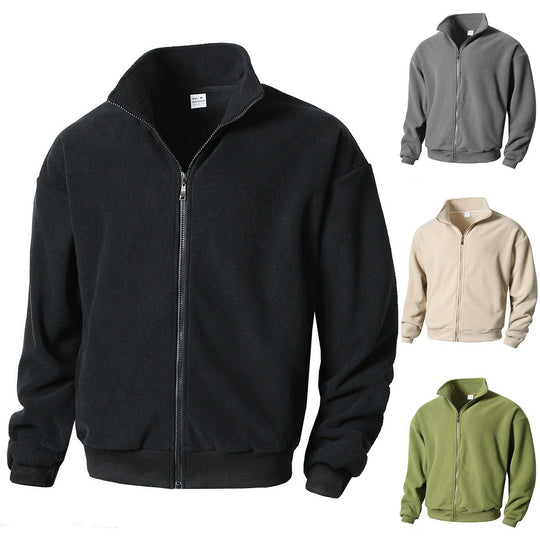 Herren Zip-Fleecejacke mit Stehkragen, durchgehendem Reißverschluss und gerippten Bündchen Nord Taschen