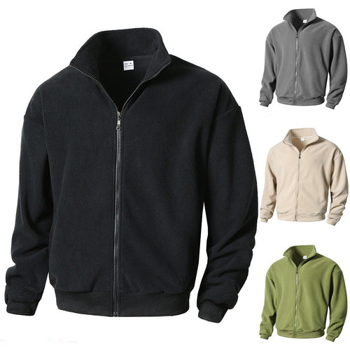 Herren Zip-Fleecejacke mit Stehkragen, durchgehendem Reißverschluss und gerippten Bündchen Nord Taschen