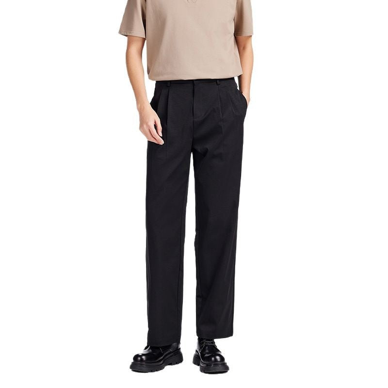 Herren Elegante Bundfalten-Stoffhose mit hoher Bundhöhe, Bügelfalte und geradem Bein Nord Taschen