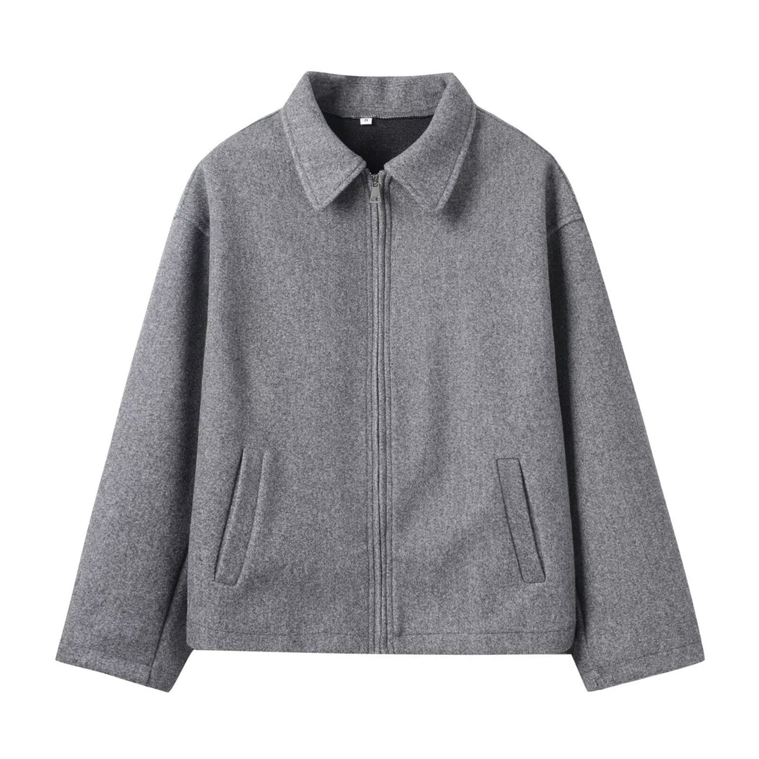 Damen Oversize Wollmix-Boxyjacke mit durchgehendem Reißverschluss und Eingrifftaschen Nord Taschen
