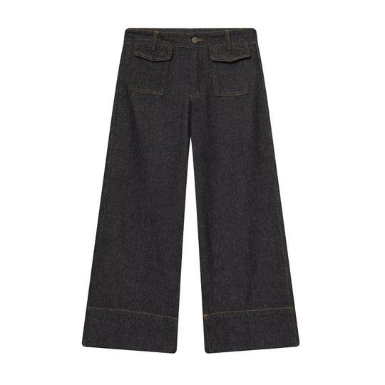 Damen 10+ Culotte-Jeans mit hoher Taille, weitem Bein und aufgesetzten Pattentaschen Nord Taschen