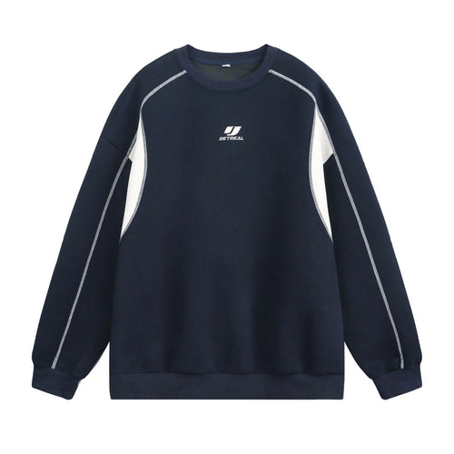 Unisex Sportlich-lässiges Oversize-Sweatshirt mit Rundhals, Kontrast-Panels und Flatlock-Nähten Nord Taschen