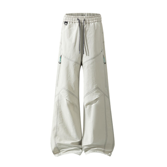 Herren Weite Cargo‑Hose mit Tunnelzugbund, Utility‑Nähten und Reißverschluss‑Taschen Nord Taschen
