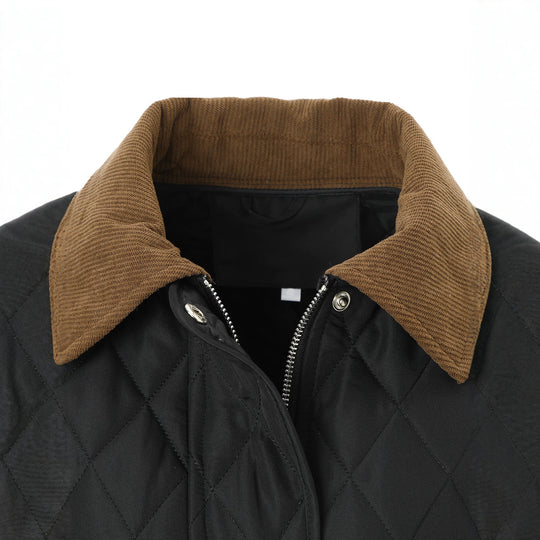 Damen Steppmantel mit Taillengürtel und Cordkragen Nord Taschen