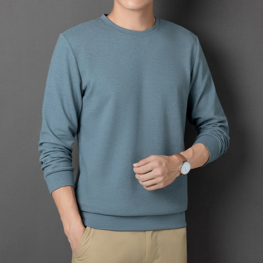 Herren Feines Rundhals-Sweatshirt aus Baumwollmix mit Regular-Fit und Rippbündchen Nord Taschen
