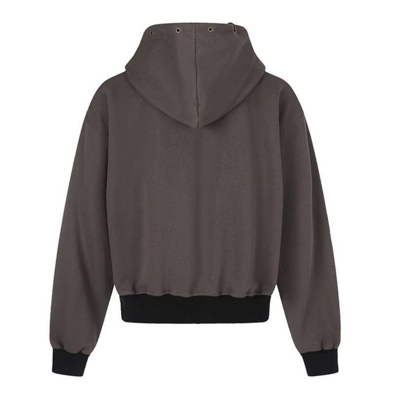 Damen Kapuzen‑Sweatjacke im Boxy‑Schnitt mit Stern‑Ziernähten, Metallösen und Kängurutaschen Nord Taschen