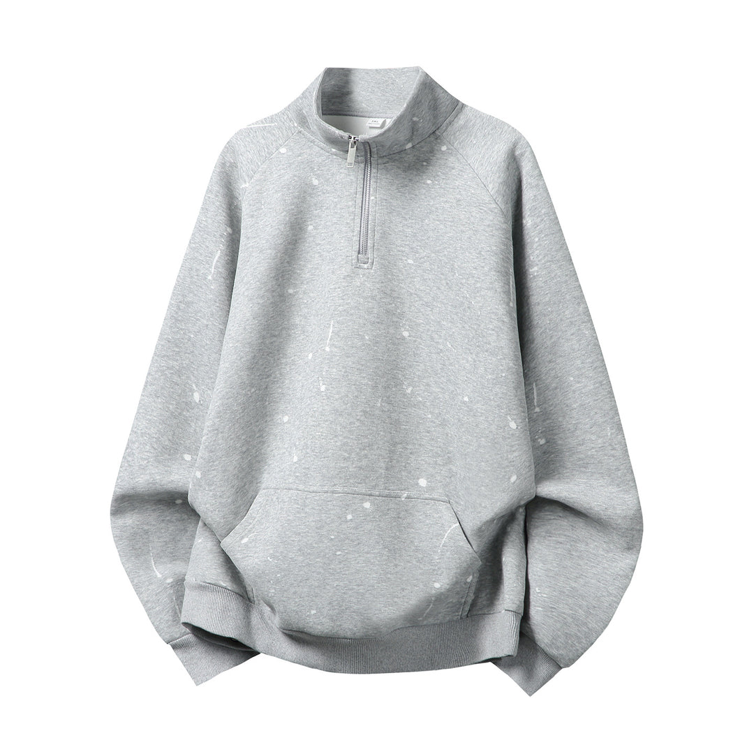 Unisex Relaxed-Fit Halbzip-Sweatshirt im Neps-Melange-Look mit hohem Stehkragen Nord Taschen