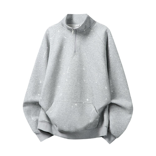 Unisex Relaxed-Fit Halbzip-Sweatshirt im Neps-Melange-Look mit hohem Stehkragen Nord Taschen
