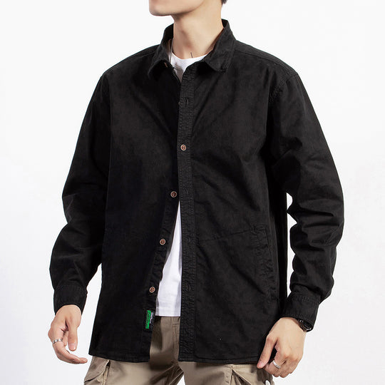 Herren leichtes Utility-Overshirt mit Knopfleiste und Hemdkragen Nord Taschen