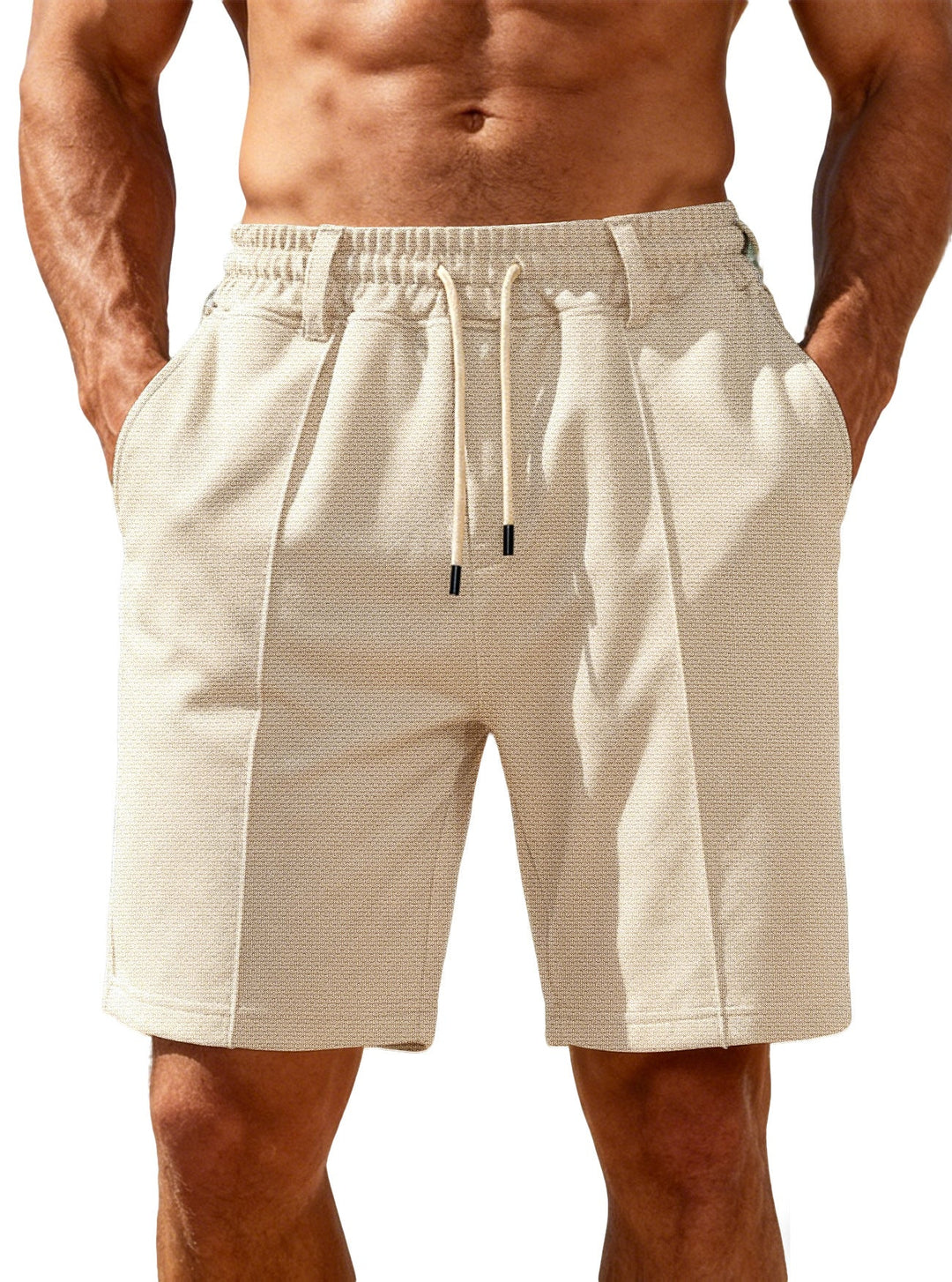 Herren nan Chino-inspirierte Relax-Shorts mit Bundfalten elastischem Tunnelzug und Eingrifftaschen Nord Taschen