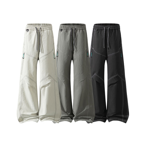 Herren Weite Cargo‑Hose mit Tunnelzugbund, Utility‑Nähten und Reißverschluss‑Taschen Nord Taschen