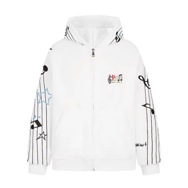 Damen Kapuzen-Sweatshirt mit musikalischem Noten- und Sternprint, relaxed Fit Nord Taschen