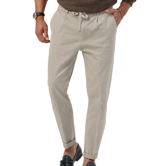 Herren nan leichte Leinenhose mit Kordelzug und schmaler Passform