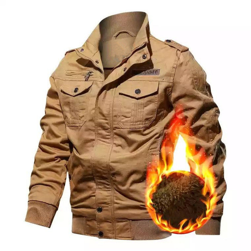 Herren Gefütterte Military-Canvasjacke mit Thermofütterung und Pattentaschen Nord Taschen