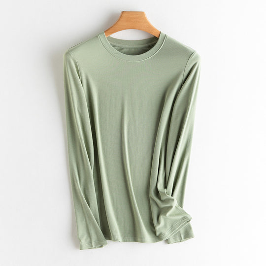 Damen Langarm-Feinrippshirt aus weichem Modal-Baumwollmix mit Rundhalsausschnitt Nord Taschen