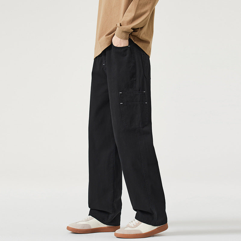 Herren Lockerweite Twill-Cargohose mit aufgesetzten Seitentaschen und geradem Bein Nord Taschen