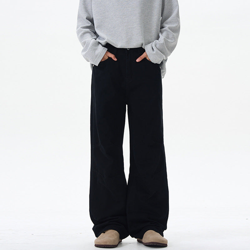Herren Weite Baumwoll‑Twill‑Hose mit Knie‑Abnähern und fließender Palazzosilhouette Nord Taschen