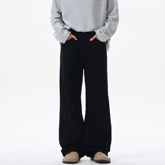 Herren Weite Baumwoll‑Twill‑Hose mit Knie‑Abnähern und fließender Palazzosilhouette Nord Taschen
