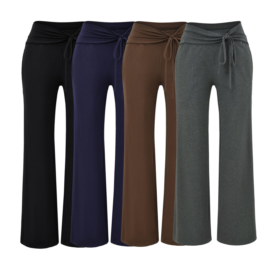 Damen Weite Jersey-Loungehose mit Umschlagbund und Tunnelzug Nord Taschen