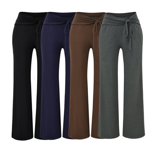 Damen Weite Jersey-Loungehose mit Umschlagbund und Tunnelzug Nord Taschen