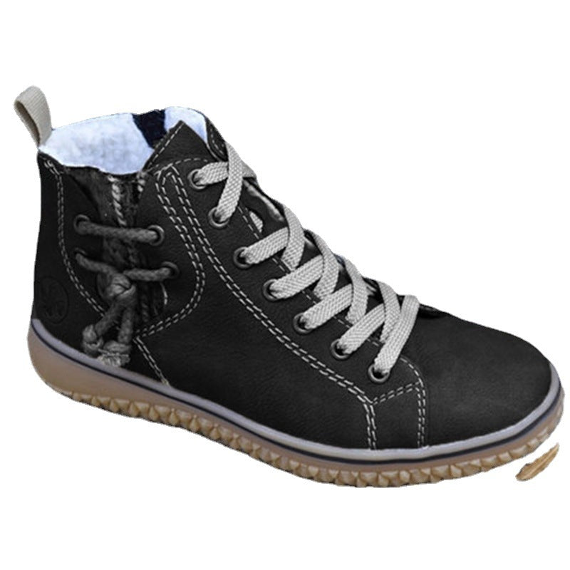Damen nan High-Top Sneaker-Boot mit seitlichem Reißverschluss, dekorativem Knöchelriemen und profilierter Gummisohle Nord Taschen