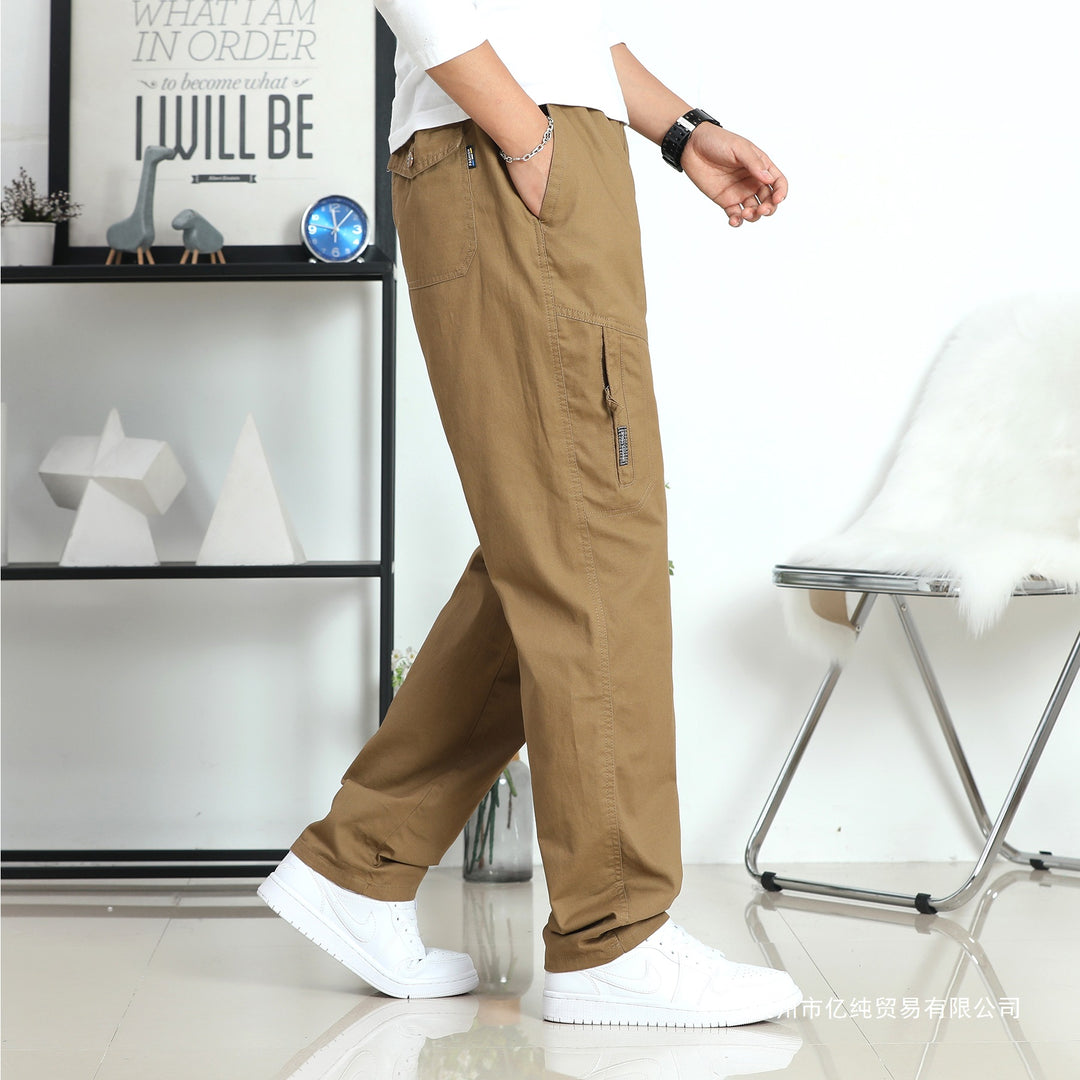 Herren Weite Utility-Cargohose mit elastischem Bund, seitlichen Reißverschlusstaschen und vorgeformten Knien Nord Taschen