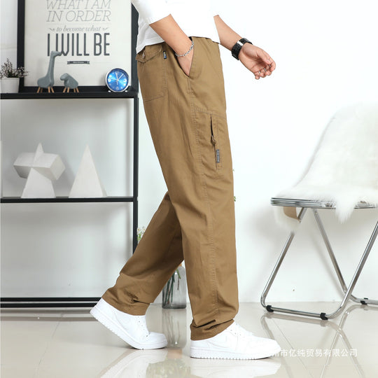 Herren Weite Utility-Cargohose mit elastischem Bund, seitlichen Reißverschlusstaschen und vorgeformten Knien Nord Taschen
