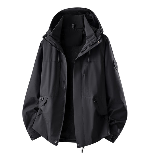 Herren Wasserabweisende Oversize-Outdoorjacke mit Kapuze, atmungsaktivem Softshell & Utility‑Taschen Nord Taschen