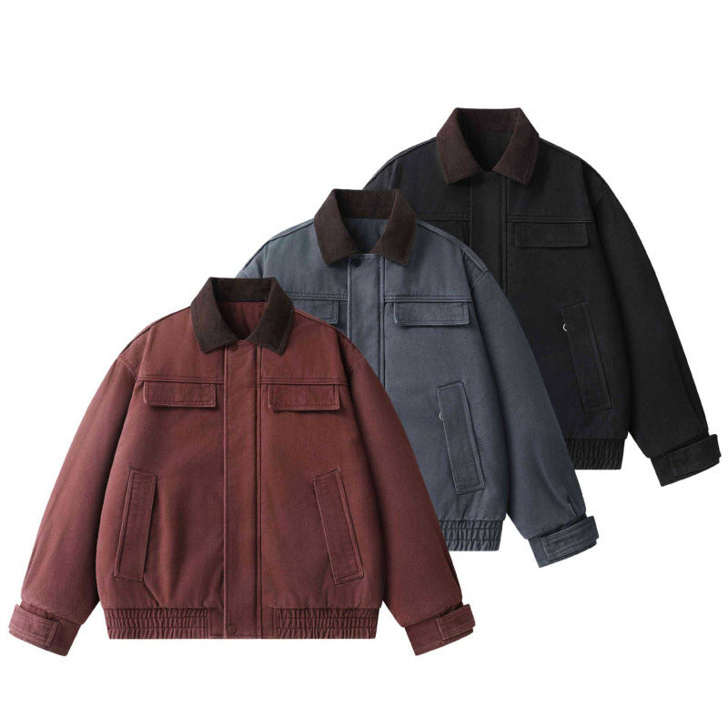 Herren Oversized Canvas-Blouson mit Cordkragen, verdeckter Frontleiste und gerafftem Saum Nord Taschen