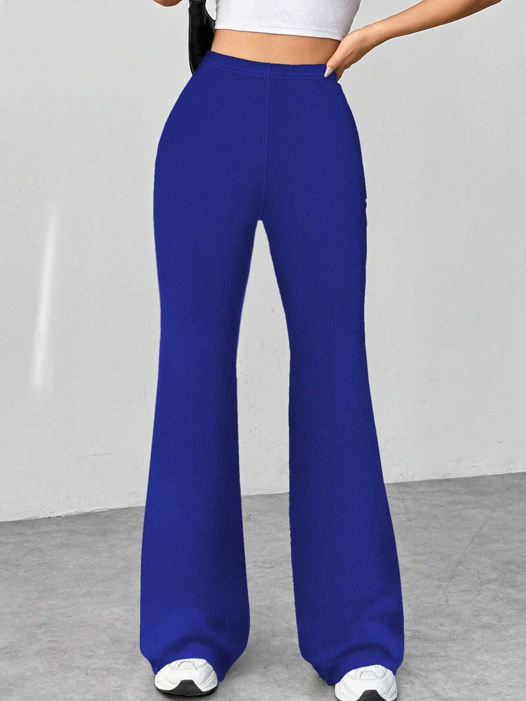 Damen Stretch-Schlaghose mit hoher Taille und weitem Bein Nord Taschen