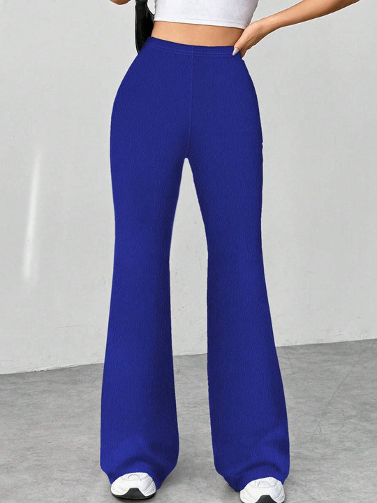 Damen Stretch-Schlaghose mit hoher Taille und weitem Bein Nord Taschen