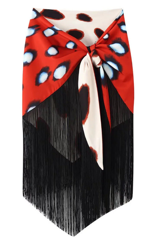 Damen Fransen‑Pareo mit Animal‑Print und Bindeschleife Nord Taschen