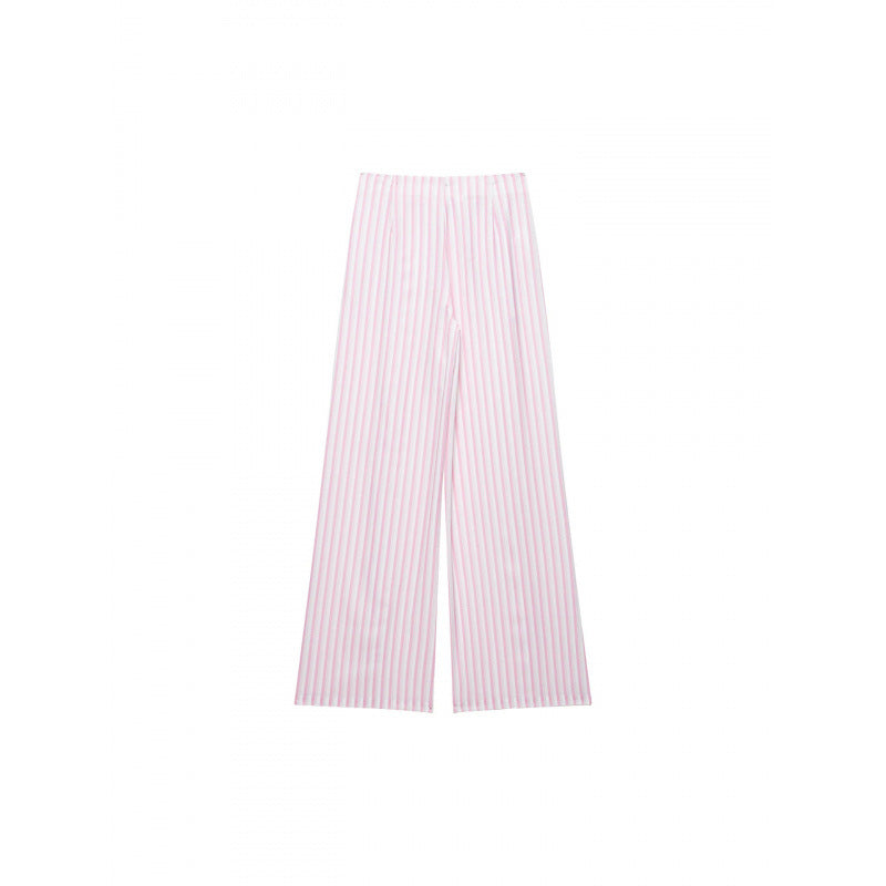 Damen Weite High‑Waist Palazzohose mit Tunnelzug und feinem Streifenmuster Nord Taschen