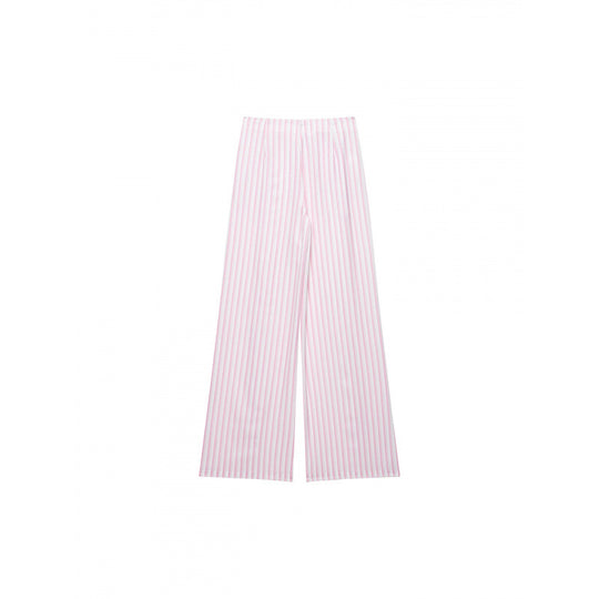 Damen Weite High‑Waist Palazzohose mit Tunnelzug und feinem Streifenmuster Nord Taschen