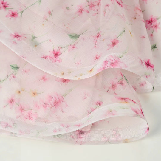 Damen Romantisches Chiffon-Minikleid mit V-Ausschnitt, Plisseeoberteil und Stufenvolants Nord Taschen