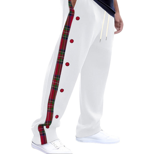 Herren lockere Jogginghose mit seitlichem Karostreifen und Druckknopfleiste Nord Taschen