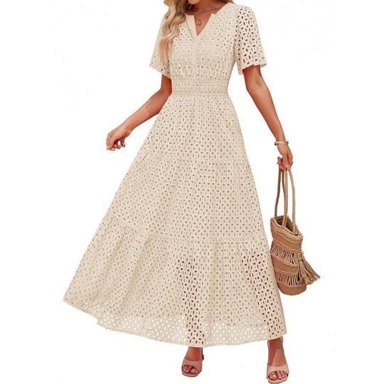 Damen Maxikleid mit gehäkeltem Muster