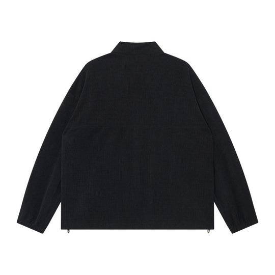 Unisex Oversize Halbzip-Pullover aus Cord‑Mix mit Brust-Reißverschlusstasche und Kordelzugsaum Nord Taschen