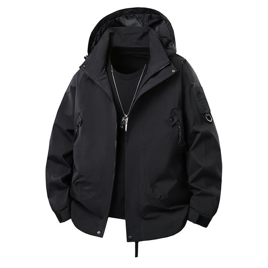 Herren Technische Kapuzen-Softshelljacke mit wasserabweisender Membran, Reißverschluss‑Taschen und verstellbarem Bund Nord Taschen