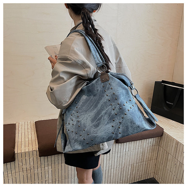 Damen modische Shopper-Tasche aus strapazierfähigem Material mit Nieten Nord Taschen