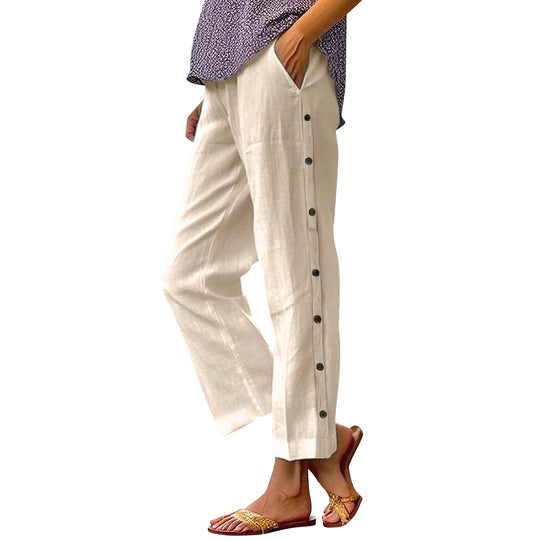 Damen Luftige Leinenhose Nord Taschen