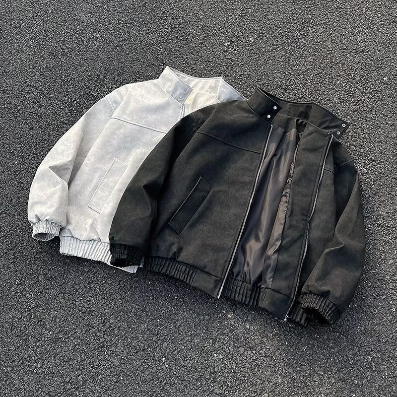 Unisex Kurz geschnittene Oversize-Bomberjacke mit Stehkragen und elastischem Saum Nord Taschen
