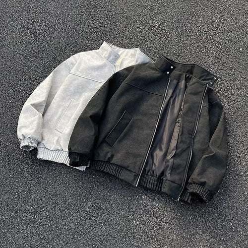 Unisex Kurz geschnittene Oversize-Bomberjacke mit Stehkragen und elastischem Saum Nord Taschen