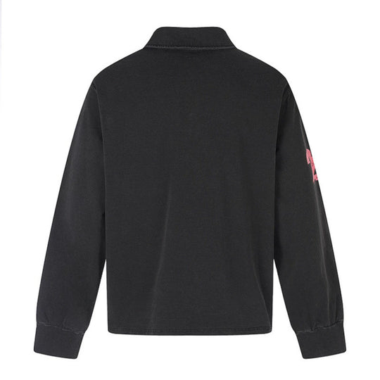 Herren Langarm-Poloshirt mit vintage-inspiriertem Frontprint, Hemdkragen und Knopfleiste Nord Taschen